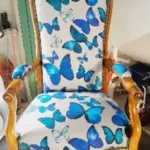 tapisserie d'ameublement - restauration fauteuil tissu bleu